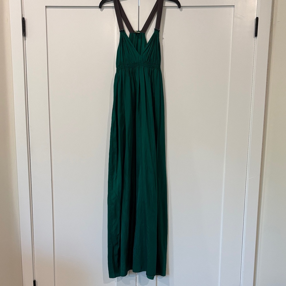 Tea & honey Emerald green satin dress. Size M.